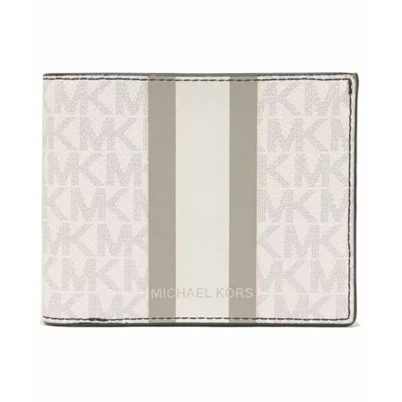 S Michael Kors Billfold Wallet Box Set White Gray Logo 36H1LGFF1B NIB $178 - Picture 6 of 9
